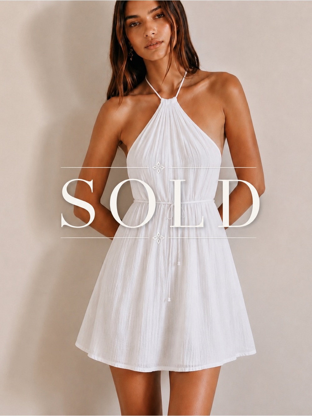 Sabo Skirt White Halter Tie-Waist Mini Dress